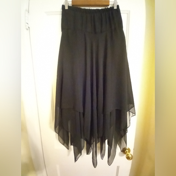Vintage sharktooth hem flowy maxi skirt grunge goth 2000s alternative - Picture 5 of 7